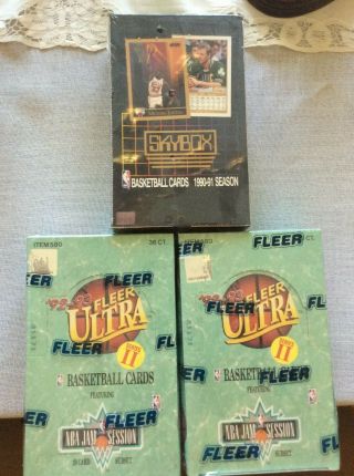 (2) 1992 - 93 Fleer Ultra Series 2 And (1) 1990 - 1991 Skybox Series 1 - Basketball