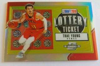 Trae Young 2018 - 19 Contenders Optic Lottery Ticket Rookie Silver Prizm 5 Hawks