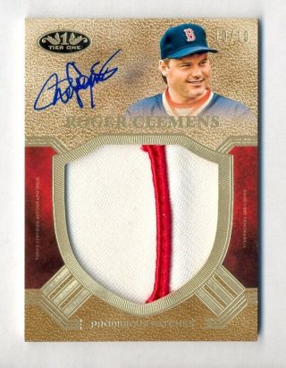 Roger Clemens 2018 Topps Tier One Prodigious Patches Auto Patch 10/10 Red Sox