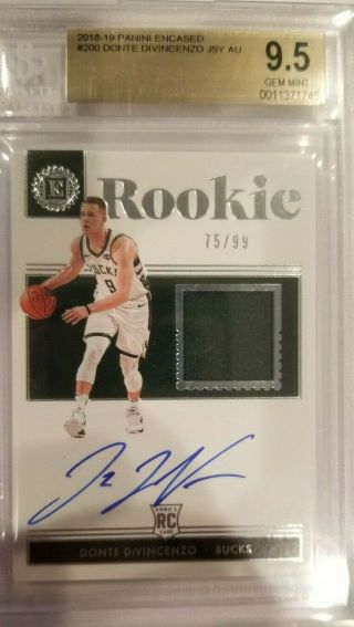 2018 - 19 Panini Encased - Donte Divincenzo - Rookie Jersey Auto Rc Bgs 9.  5 75/99
