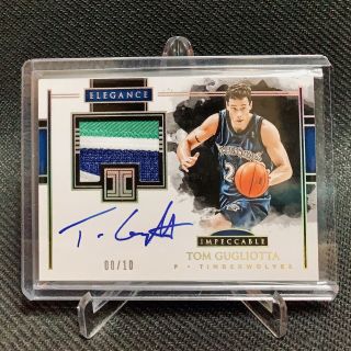 Tom Gugliotta 2018 - 19 Panini Impeccable Auto Jersey Patch Relic /10 Timberwolves