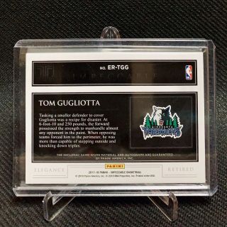 Tom GUGLIOTTA 2018 - 19 Panini Impeccable Auto Jersey Patch Relic /10 Timberwolves 2