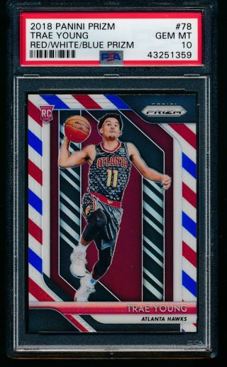 2018 Panini Prizm Red White Blue 78 Trae Young Rc Psa 10 Gem 13458