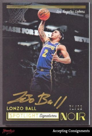 2018 - 19 Noir Vertical Spotlight Signatures 21 Lonzo Ball Autograph Auto 71/99