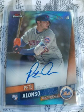 2019 Topps Finest Pete Alonso Rc Blue Refractor Auto 029/150 York Mets