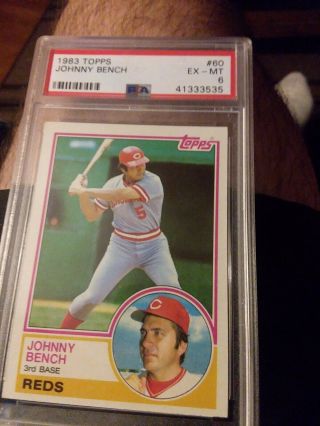 1983 Topps 60 Johnny Bench Reds Hof Centered Psa 9 B2728044 - 463