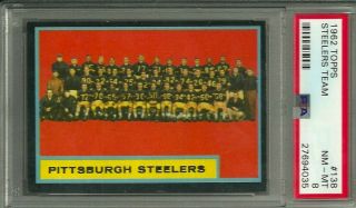 1962 Topps Football 138 Pittsburgh Steelers Team Card Psa 8 Nm/mt