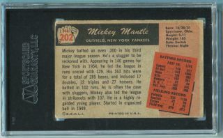 1955 Bowman Mickey Mantle 202.  SGC 1. 2