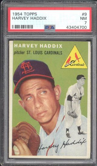 1954 Topps 9 Harvey Haddix - Psa Nm 7 - Cardinals