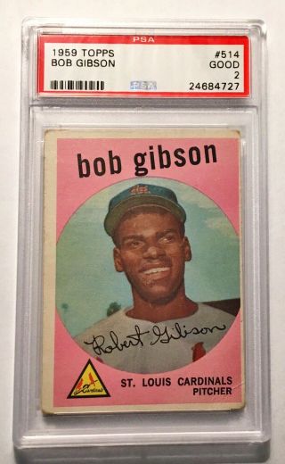 1959 Topps Bob Gibson 514 Baseball Card Psa 2 Rookie Cardinals