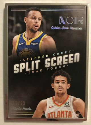 Stephen Curry Trae Young 2018 - 19 Panini Noir Silver Framed Split Screen 15/25 Rc