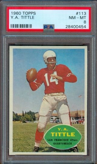 1960 Topps Football 113 Y.  A.  Tittle 49ers Psa 8