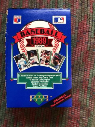 1989 Upper Deck Box.  36 Packs High Number Unsearched