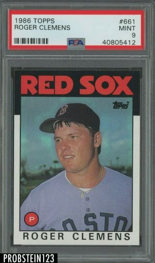 1986 Topps 661 Roger Clemens Boston Red Sox Psa 9
