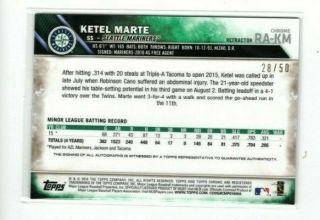 2016 Topps Chrome Ketel Marte Rookie Gold Refractor Auto 28/50
