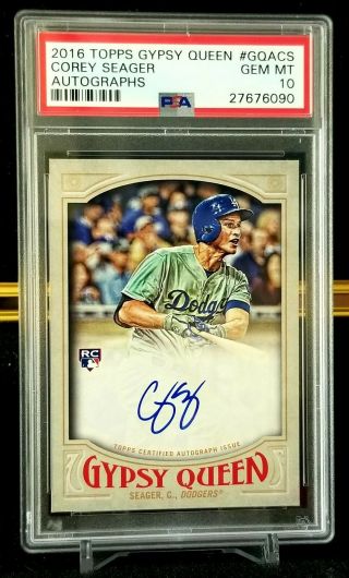 Corey Seager 2016 Topps Gypsy Queen Rookie Autograph Psa Gem Mt 10 Dodgers Rc