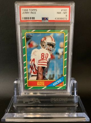 1986 Topps Jerry Rice 161 Rookie Card Psa 8 Nm - Mt