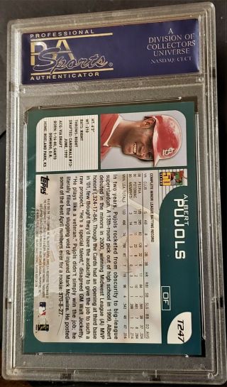 ALBERT PUJOLS 2001 TOPPS CHROME TRADED RC T247 PSA 9 CARDINALS ROOKIE 4