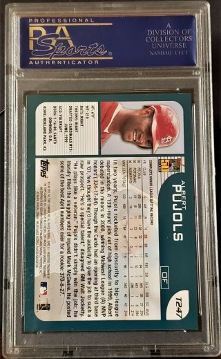 ALBERT PUJOLS 2001 TOPPS CHROME TRADED RC T247 PSA 9 CARDINALS ROOKIE 8