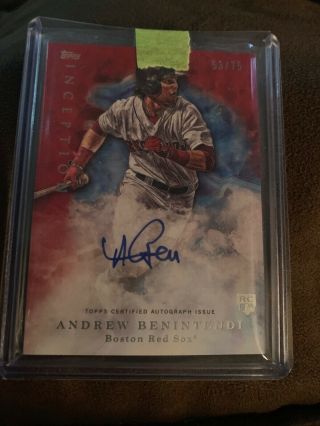 2017 Topps Inception Andrew Benintendi Red Parallel On - Card Auto Rc D 53/75