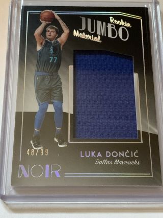 2018 - 19 Panini Noir Luka Doncic Rookie Jumbo Materials Jersey Card /99