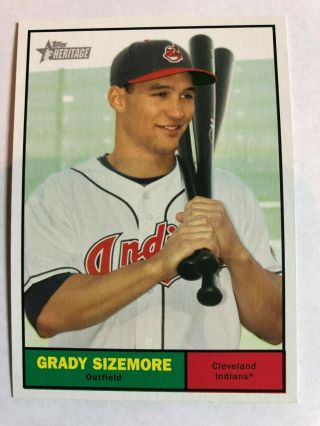 2010 Topps Heritage Grady Sizemore Color Swap Green Nameplate Ssp 15 (2)