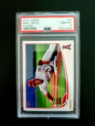 2013 Topps Mike Trout Psa 10 Gem 27 Sliding All Star Rookie Cup Hot Mvp