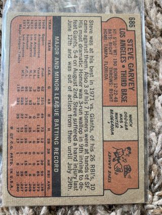 1972 Topps Steve Garvey 686 Los Angeles Dodgers 2
