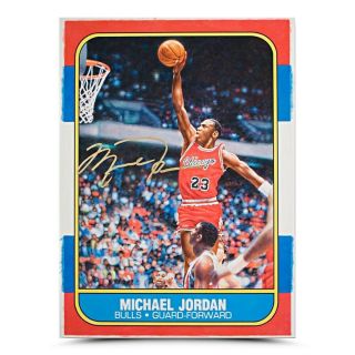 Michael Jordan One Single Fleer Autographed Rookie Card Chicago Bulls 1986 - 1987