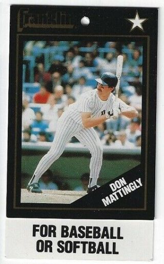 Don Mattingly Franklin Baseball Glove Tag Card 2 3/8 X 4 Inches Yankees