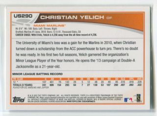 2013 Christian Yelich Topps Update ROOKIE CARD Rc US290 Milwaukee Brewers NRMT 2