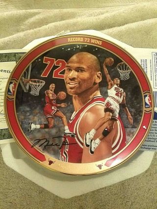 1996 Upper Deck Michael Jordan " Record 72 Wins " Limited Edition Plate 3013k