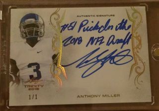 2018 Leaf Trinity Anthony Miller Auto Rookie Inscriptions Rc Chicago Bears 1/1