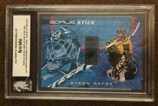 2000 - 01 Bap Ultimate Memorabilia Goalie Game - Stick Byron Dafoe 8/50