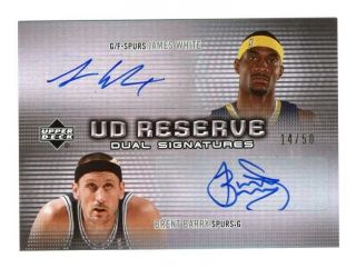 2006 - 07 Ud Reserve Dual Signatures Dra - Ww James White Brent Barry