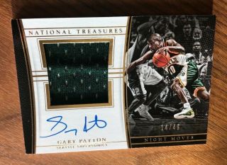 2015 National Treasures Gary Payton Night Moves Patch Auto /49 On Card Autograph