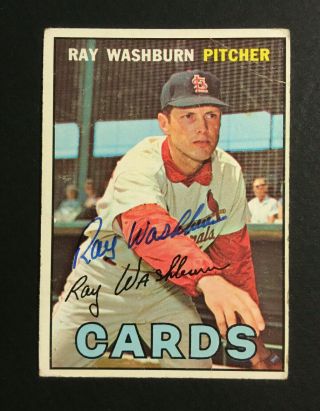 Ray Washburn Cardinals Signed 1967 Topps Baseball Card 92 Auto Autograph 2