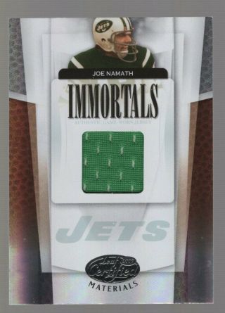 Joe Namath 2007 Leaf Certified Materials Immortals Game Jersey 63/75 Jets