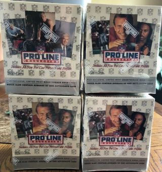(4) Proline Pro Line Nfl Football Factory Boxes - 1992 Autographs