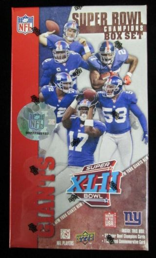 2008 Upper Deck Ny Giants Bowl Xlii 42 Champions Box Team Set