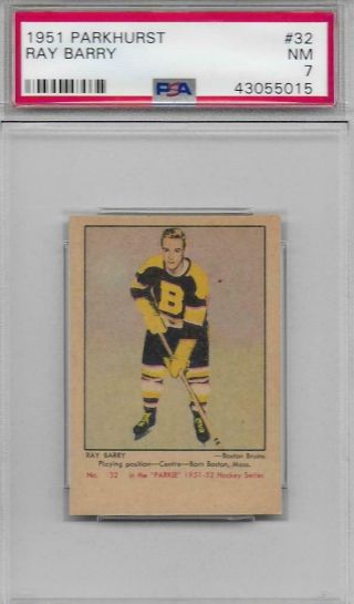 1951 - 52 Parkhurst Ray Barry 32 Psa 7 Nrmt Boston Bruins