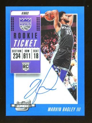 2018 - 19 Contenders Optic Rookie Ticket Blue Marvin Bagley Kings Rc Auto /49
