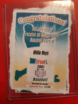 Willie Mays ARA1 2001 Topps ARCHIVES RESERVE CERTIFIED AUTOGRAPH ISSUE 3