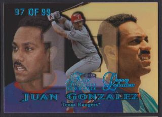 1999 Fleer Flair Showcase Legacy Juan Gonzalez 97/99 Rangers Row 1 Parallel