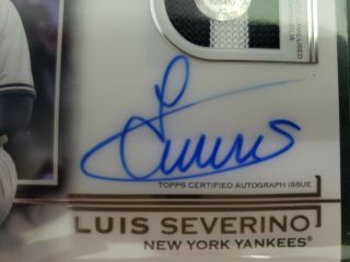 2019 Topps Tribute Game Patch Auto Luis Severino /50 YANKEES 2