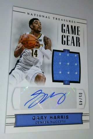 2017 - 18 National Treasures Gary Harris Game Gear Jersey Auto 05/49 Autograph Sp