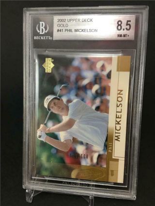 2002 Upper Deck Rookie Gold Phil Mickelson /100 Bgs 8.  5 Nm - Mt,