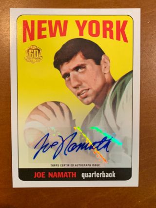 Joe Namath 2015 Topps 60th Anniversary Rc Rookie Reprint Autograph Sp Auto Hof