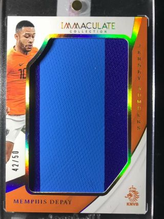 2018 - 19 Immaculate Memphis Depay Jersey Numbers Patch /50 Netherlands 2 Colour