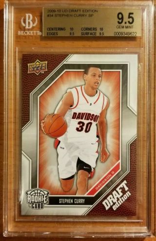 2009 - 10 Ud Draft Edition Stephen Curry 34 Rookie Beckett 9.  5